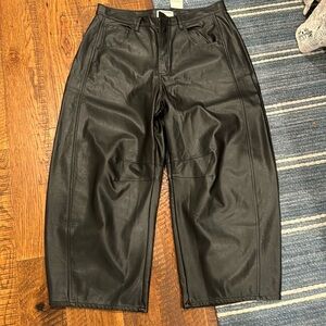 We the  free faux leather barrel jeans